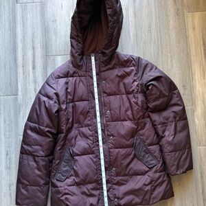 GAP Kids Coat 160cm Brown Cold Control Puffer Jacket Primaloft Ultra Warm